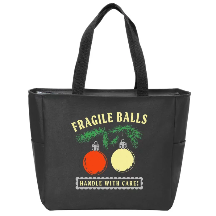 Fragile Balls Handle With Care Funny Zip Tote Bag