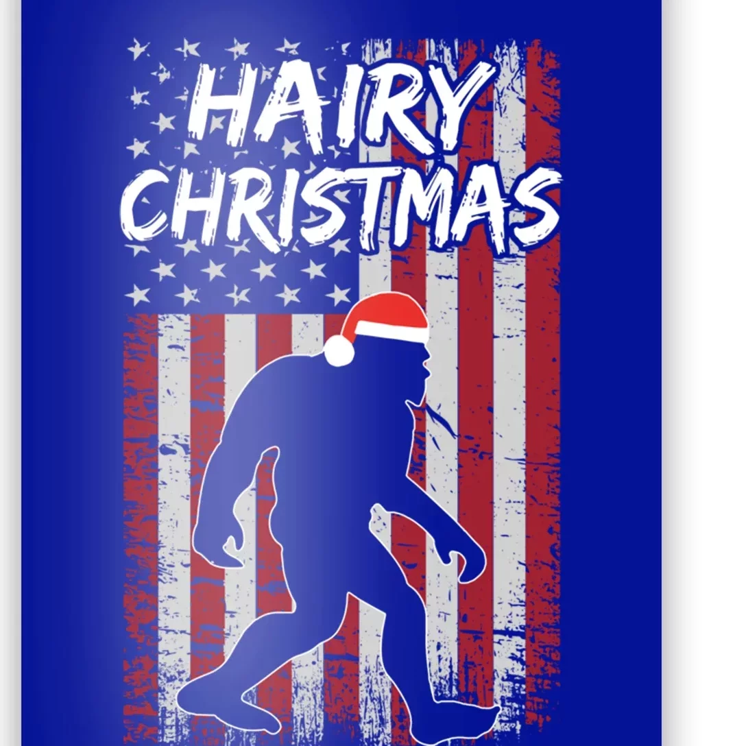 Funny Bigfoot Hairy Christmas Usa American Flag Patriotic Gift Poster