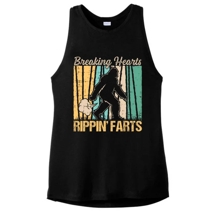 Funny Breaking Hearts Ripping Farts Sasquatch Bigfoot Ladies Tri-Blend Wicking Tank