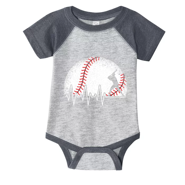 Funny Baseball Heartbeat Baseball Player Infant Baby Jersey Bodysuit