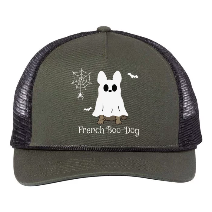 French Bulldog Halloween French Boo Dog Dog Gift Retro Rope Trucker Hat Cap