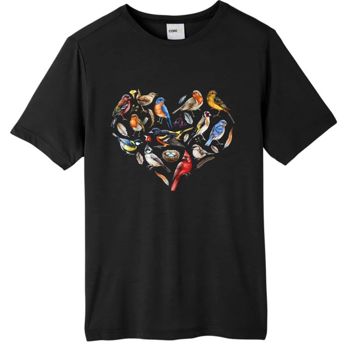 Forest Bird Heart Watching Cardinal Goldfinch Wren Chickadee ChromaSoft Performance T-Shirt