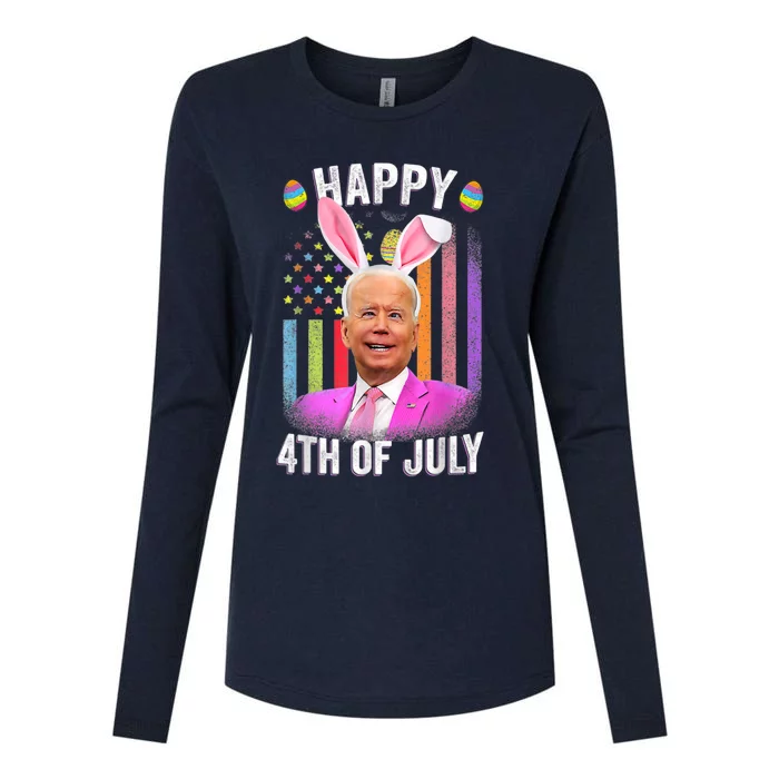 Funny Biden Happy 4th Of July Confused Easter Biden Bunny Womens Cotton Relaxed Long Sleeve T-Shirt