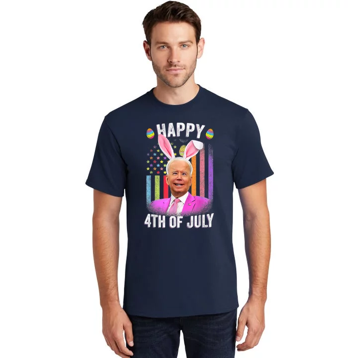 Funny Biden Happy 4th Of July Confused Easter Biden Bunny Tall T-Shirt