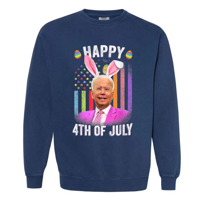 Funny Biden Happy 4th Of July Confused Easter Biden Bunny Garment-Dyed Sweatshirt