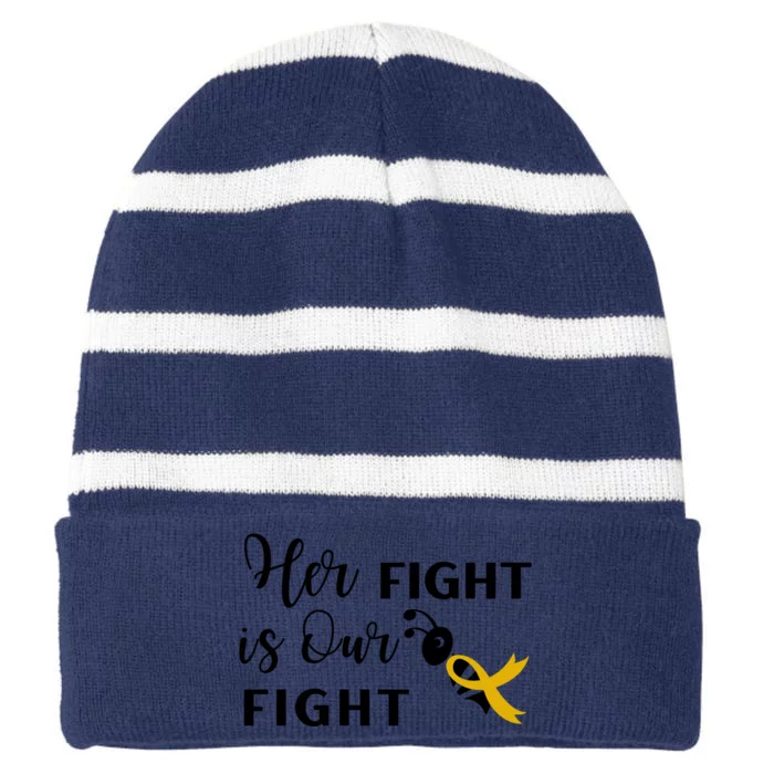 Funny Bee Her Fight Is Our Fight Striped Beanie with Solid Band