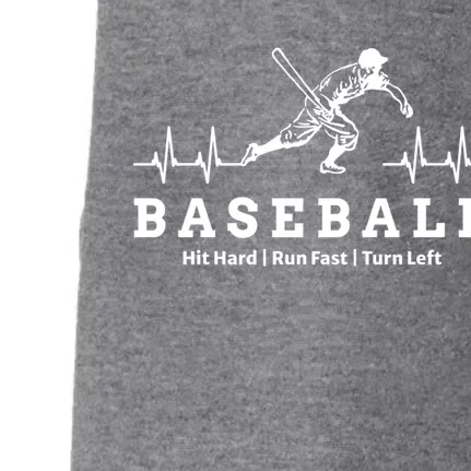 Funny Baseball Heartbeat Hit Hard Run Fast Turn Left Gift Doggie 3-End Fleece Hoodie