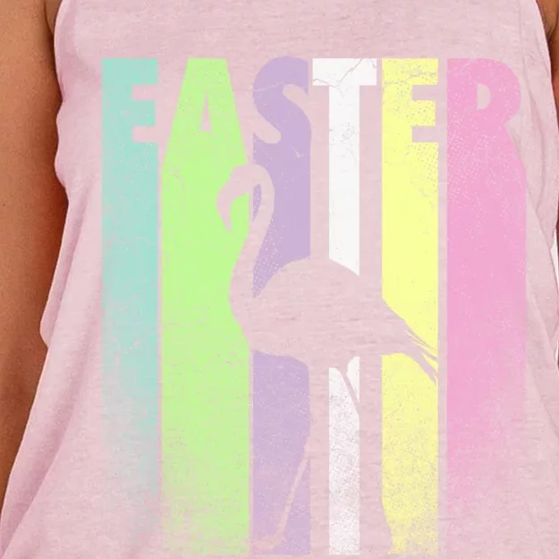 Flamingo Bird Happy Easter Cute Funny Spring Fun Holiday Gift Women's Knotted Racerback Tank