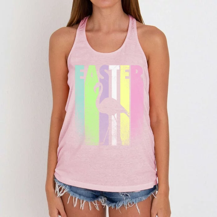 Flamingo Bird Happy Easter Cute Funny Spring Fun Holiday Gift Women's Knotted Racerback Tank