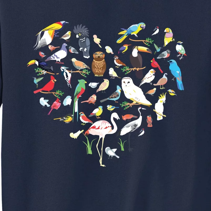 Forest Bird Heart Watching Cardinal Goldfinch Wren Chickadee Tall Sweatshirt