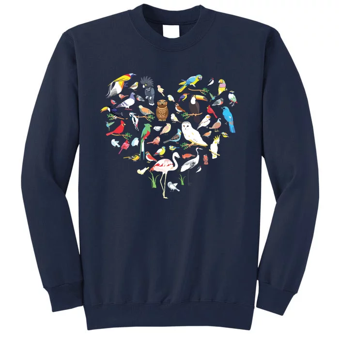 Forest Bird Heart Watching Cardinal Goldfinch Wren Chickadee Tall Sweatshirt