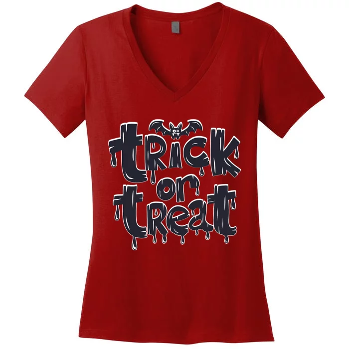 Funny Bat Halloween Trick Or Treat Women's V-Neck T-Shirt