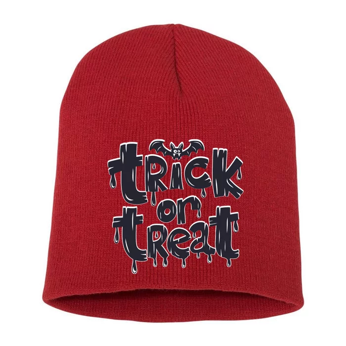 Funny Bat Halloween Trick Or Treat Short Acrylic Beanie