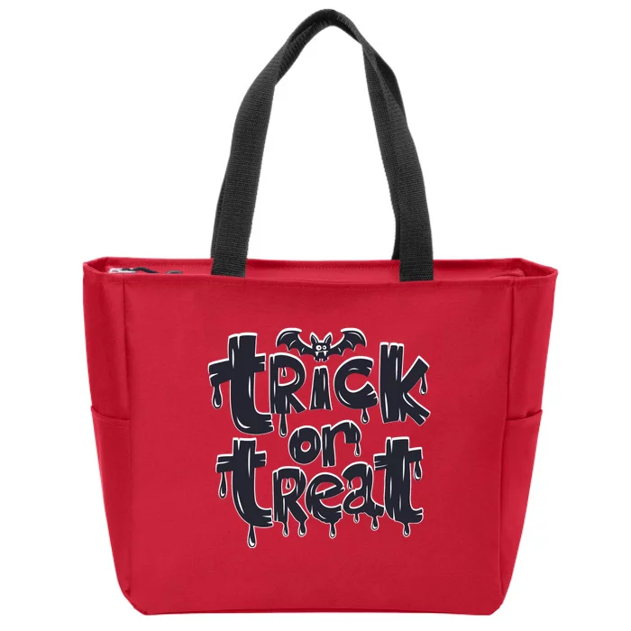 Funny Bat Halloween Trick Or Treat Zip Tote Bag