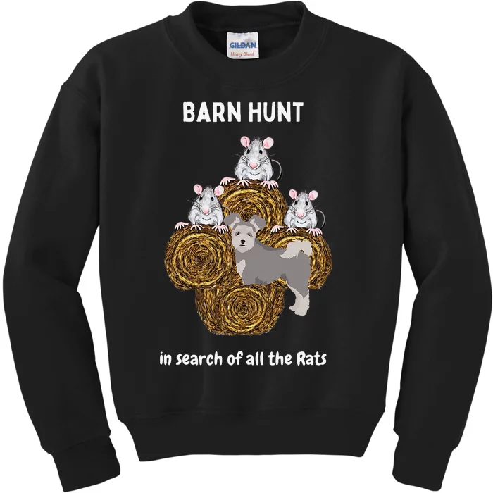 Funny Barn Hunt in search of rats with a Pumi dog Kids Sweatshirt