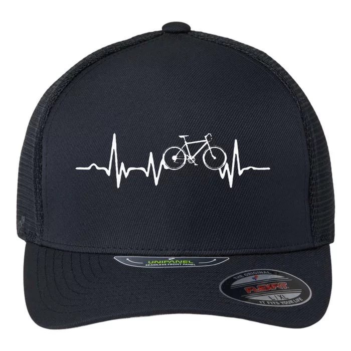 Funny Bicycle Heartbeat Cycling Cyclist Flexfit Unipanel Trucker Cap