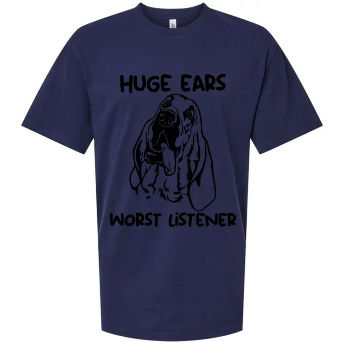 Funny Bloodhound Huge Ears Worst Listener Sueded Cloud Jersey T-Shirt