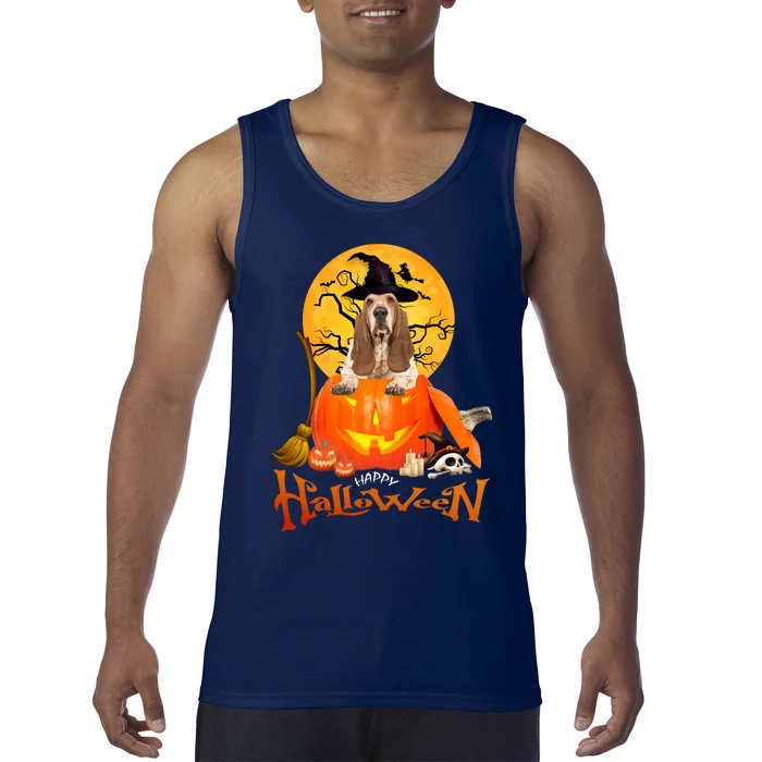 Funny Basset Hound Dog Ghosts Halloween Tees Tank Top