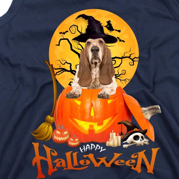 Funny Basset Hound Dog Ghosts Halloween Tees Tank Top