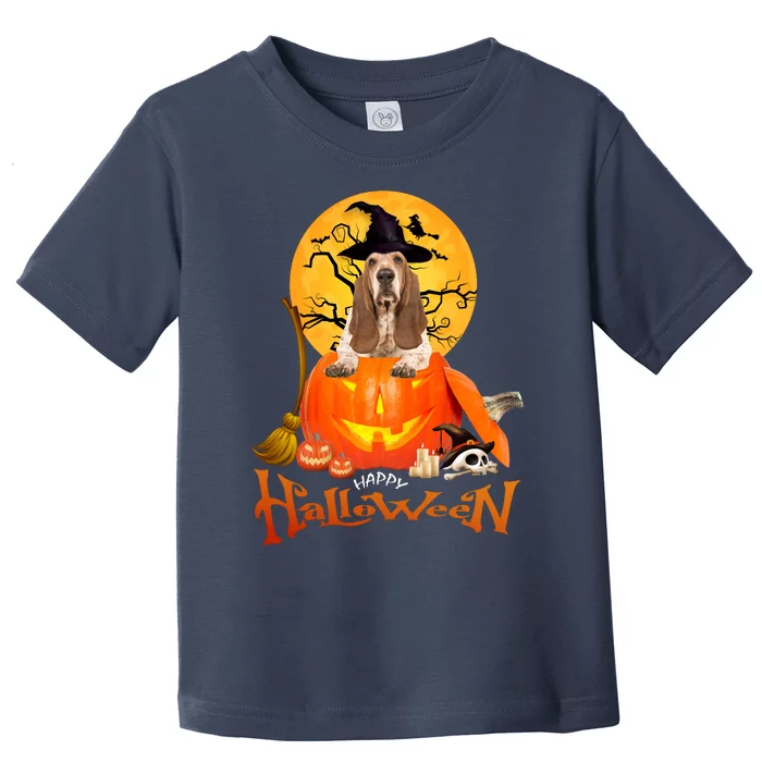 Funny Basset Hound Dog Ghosts Halloween Tees Toddler T-Shirt