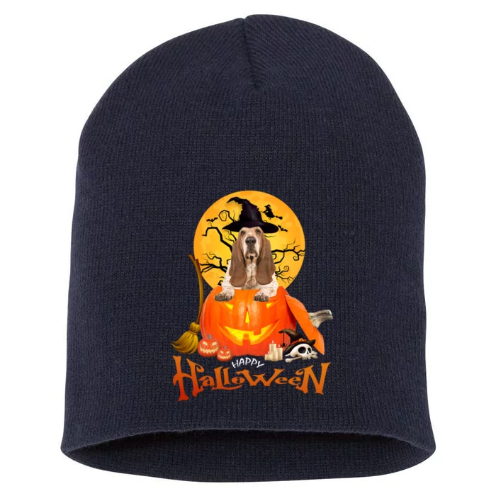 Funny Basset Hound Dog Ghosts Halloween Tees Short Acrylic Beanie