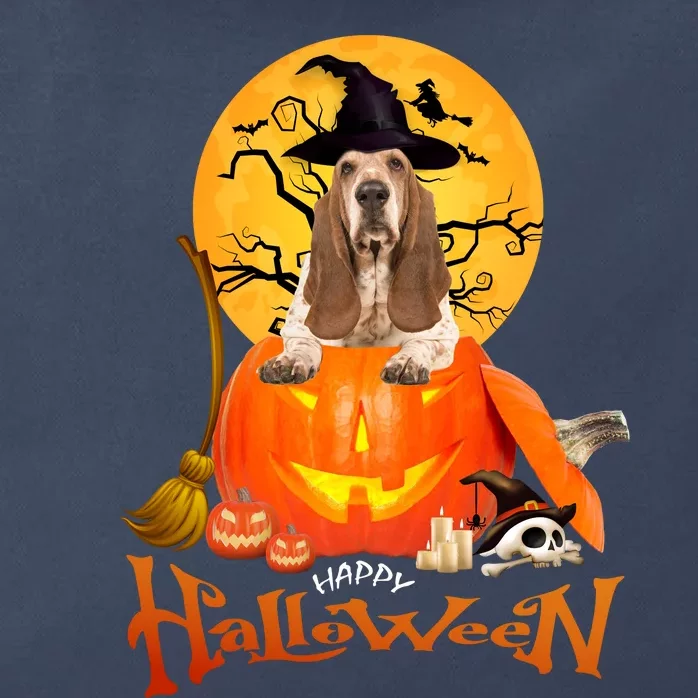 Funny Basset Hound Dog Ghosts Halloween Tees Zip Tote Bag