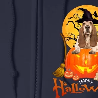 Funny Basset Hound Dog Ghosts Halloween Tees Full Zip Hoodie