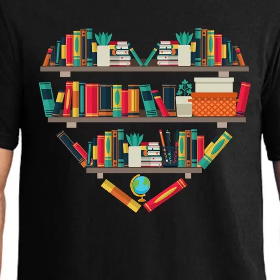 Funny Bookshelf Heart Reading Book Lover Teacher Librarian Great Gift Pajama Set