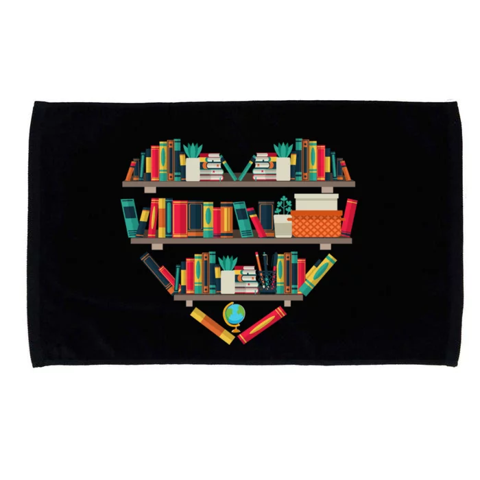 Funny Bookshelf Heart Reading Book Lover Teacher Librarian Great Gift Microfiber Hand Towel