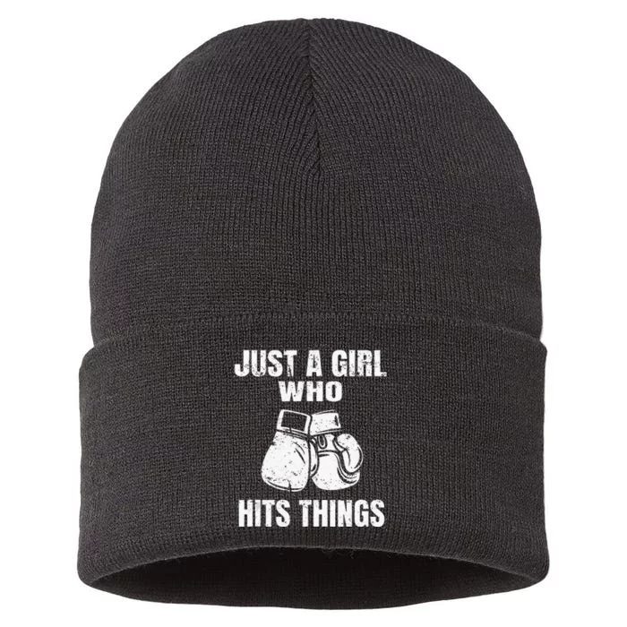 Female Boxing Humor Sustainable Knit Beanie