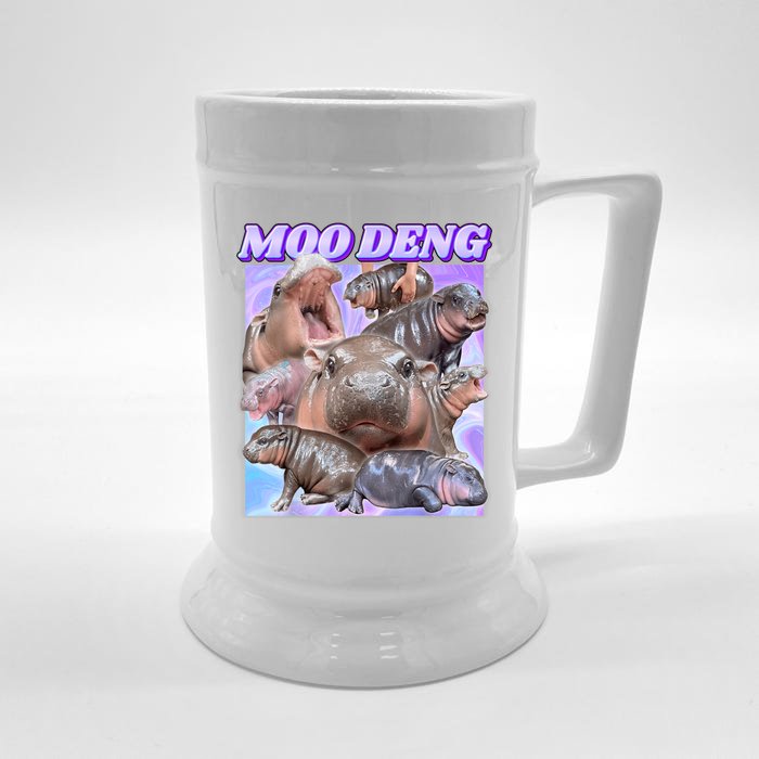 Funny Baby Hippo Moo Deng Gift Front & Back Beer Stein