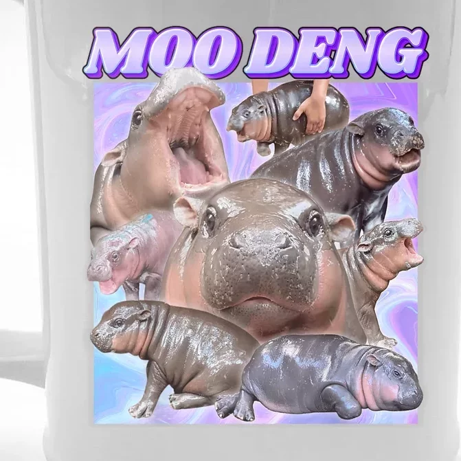 Funny Baby Hippo Moo Deng Gift Front & Back Beer Stein