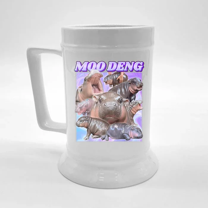 Funny Baby Hippo Moo Deng Gift Front & Back Beer Stein