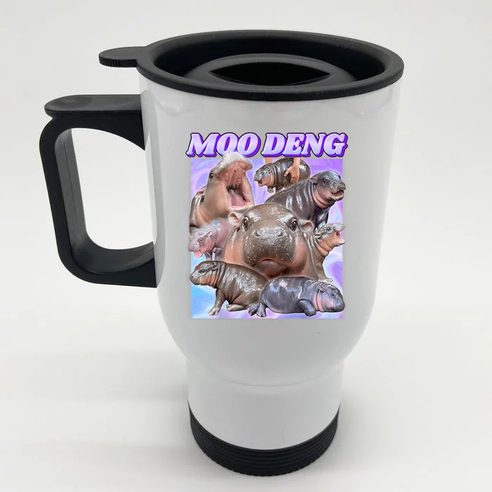 Funny Baby Hippo Moo Deng Gift Front & Back Stainless Steel Travel Mug