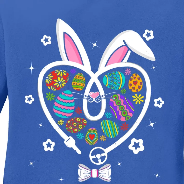 Funny Bunny Heart Trucker Eggs Hunting Easter Day Gift Ladies Long Sleeve Shirt