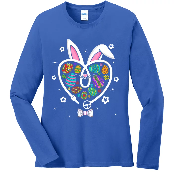 Funny Bunny Heart Trucker Eggs Hunting Easter Day Gift Ladies Long Sleeve Shirt