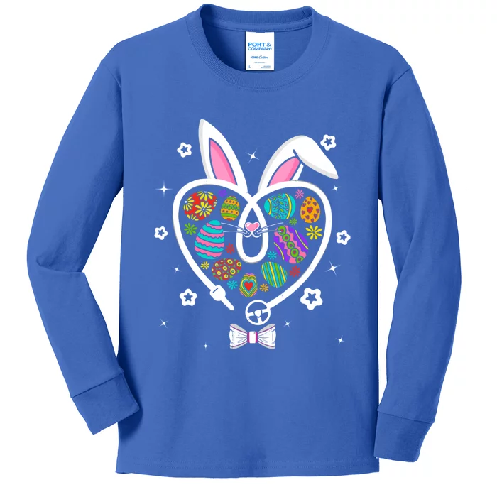 Funny Bunny Heart Trucker Eggs Hunting Easter Day Gift Kids Long Sleeve Shirt