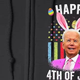 Funny Biden Happy 4th Of July Confused Easter Biden Bunny Full Zip Hoodie