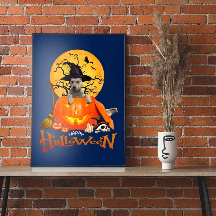 Funny Blue Heeler Dog Spooky Halloween Poster