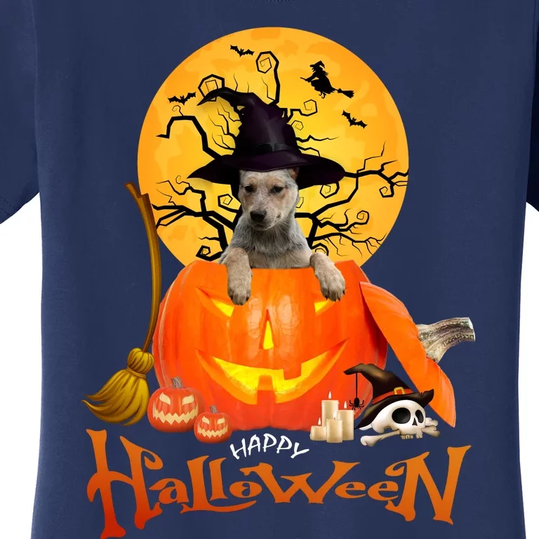 Funny Blue Heeler Dog Spooky Halloween Women's T-Shirt