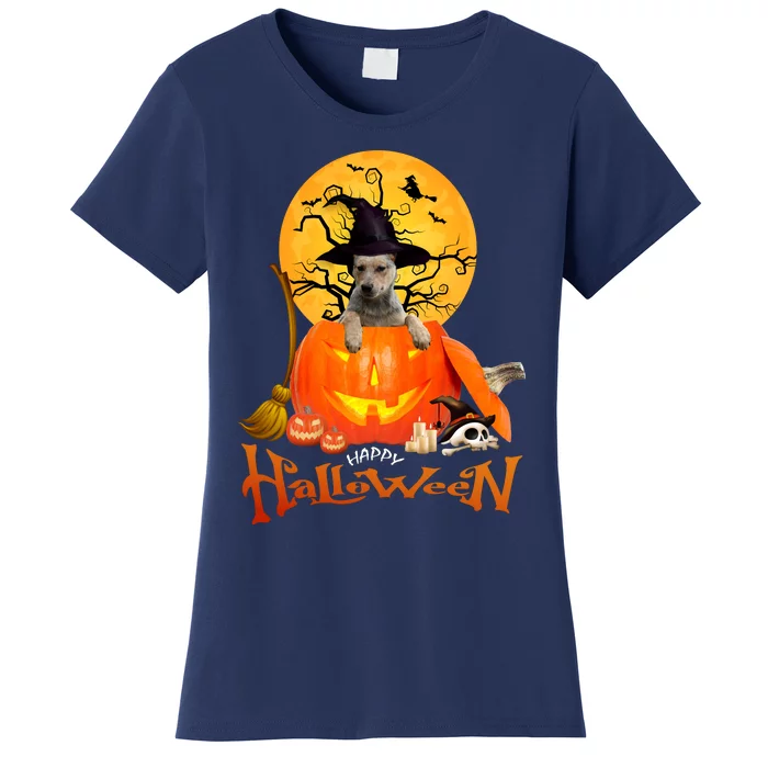 Funny Blue Heeler Dog Spooky Halloween Women's T-Shirt