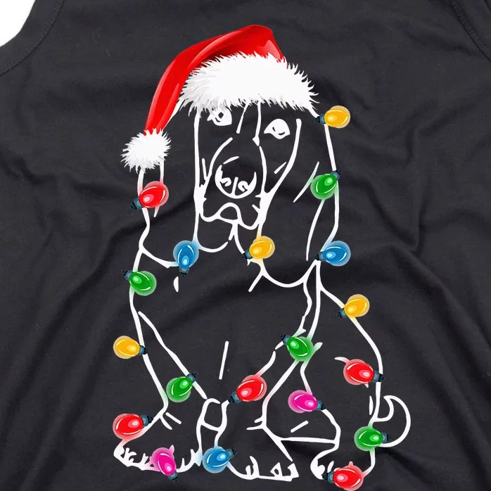 Funny Basset Hound Dog Tree Christmas Lights Xmas Pajama Tank Top