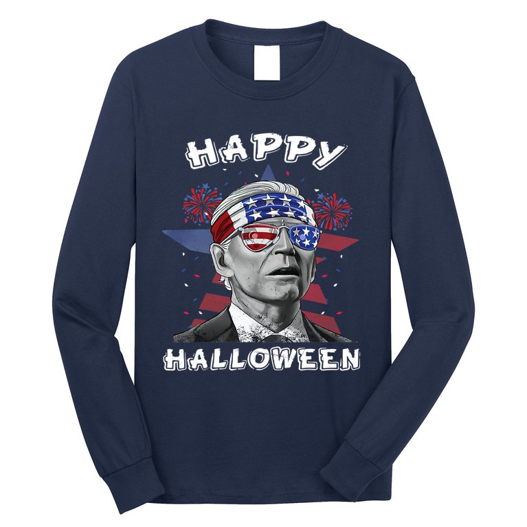 Funny Biden Happy Halloween For Independence Day Biden Jokes Long Sleeve Shirt