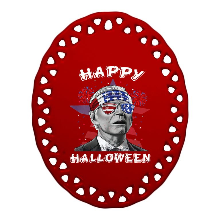 Funny Biden Happy Halloween For Independence Day Biden Jokes Oval Ornament