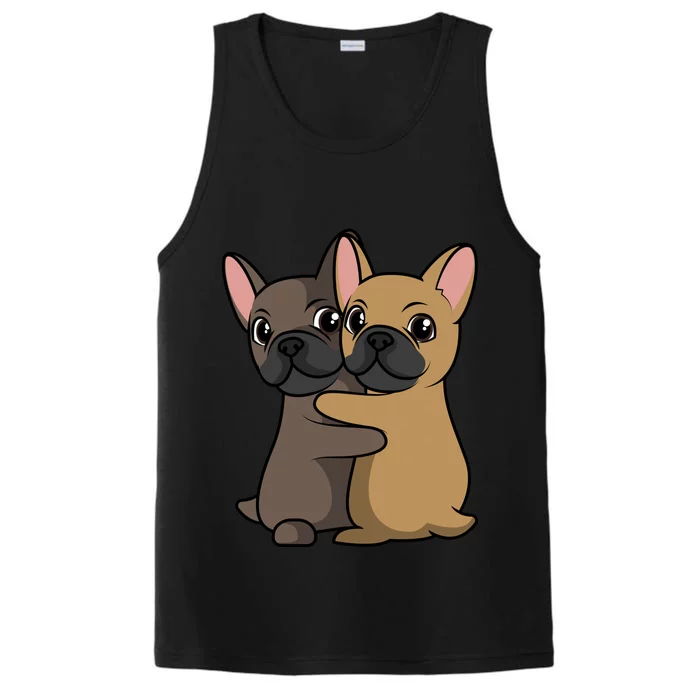 French Bulldogs Hugging Frenchie Dog Owner Valentine's Day Gift Performance Tank