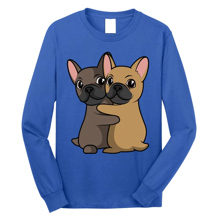 French Bulldogs Hugging Frenchie Dog Owner Valentine's Day Gift Long Sleeve Shirt