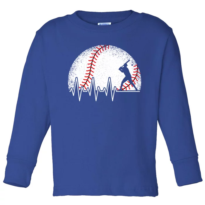 Funny Baseball Heartbeat Baseball Player Gift Toddler Long Sleeve Shirt