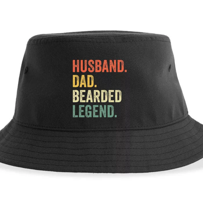 Funny Bearded Husband Dad Beard Legend Vintage Sustainable Bucket Hat