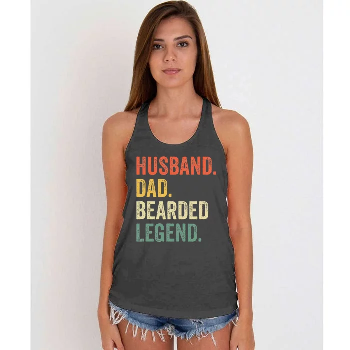 Funny Bearded Husband Dad Beard Legend Vintage Women's Knotted Racerback Tank