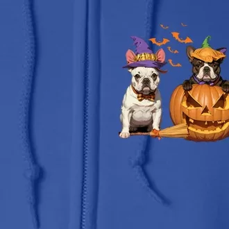 French Bulldog Halloween Witch Mummy Pumpkin Funny Dog Lover Cute Gift Full Zip Hoodie